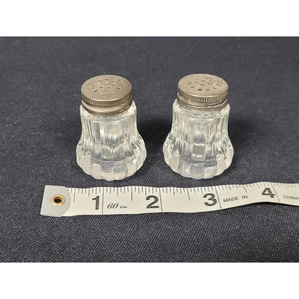 Small Mini Clear Ribbed Lucite Salt and Pepper Shakers Vintage 1960s